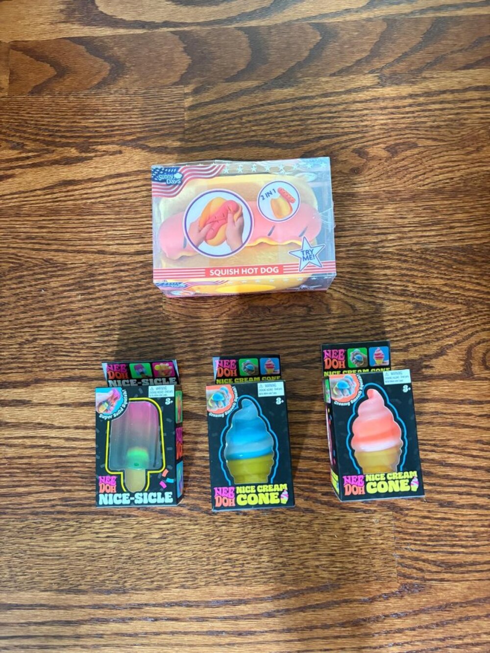Schylling NeeDoh Nice-Sicle Ice Cream Cone & Jumbo Hot Dog Squishy Fidget Toy